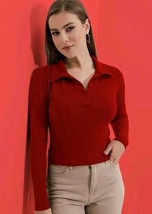Maroon Polo Neck Top