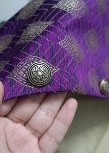 Unused New SOJANYA purple &amp; Golden Nehru Jacket
