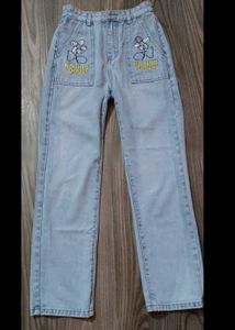 Embroidery Straight Leg Jeans