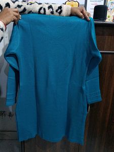 Teal Knit Sweater Dress