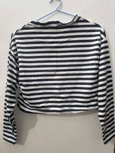 black and white striped top