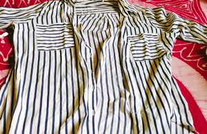 Trendy Full Sleeves Striped Blue And White Shirt