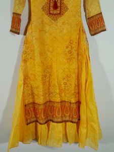 Yellow Printed Layered For Girl&#39;s