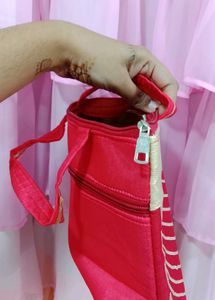 Red &amp; Gold Embellished Handbag