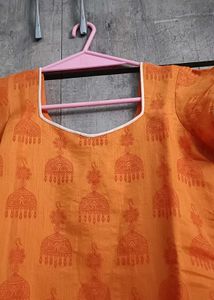Orange Printed Kurta