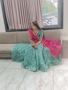 Elegant Teal & Pink Indian Lehenga Set
