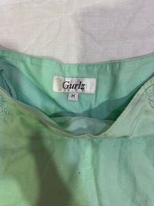 Vintage Mint Green Embroidered Midi Skirt