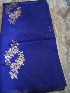 Blue Saree Ash Pallu Nice Looking
