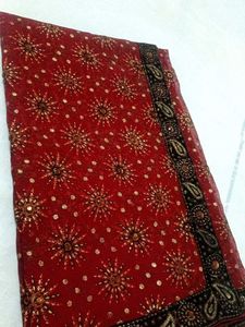 Red Embellished Saree
