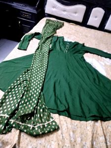 Green Kurta frock anarkali