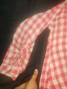 Pink And White Checks Shirt