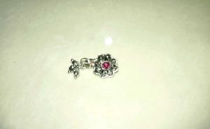 Flower Charm with Red Stone Nosepin