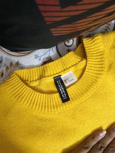 Yellow H&amp;M Knit Crop Sweater