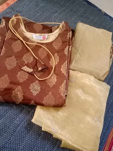 Elegant Brown &amp; Gold Salwar Suit