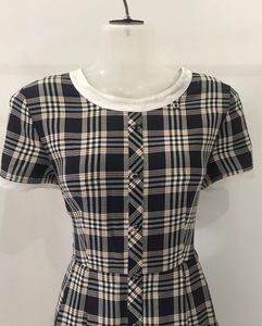Plaid Dress with Lace Trim