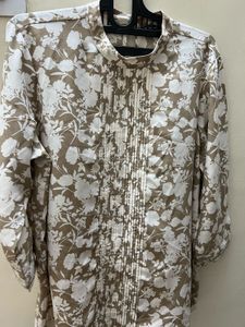 Floral Print Beige Colour Shirt