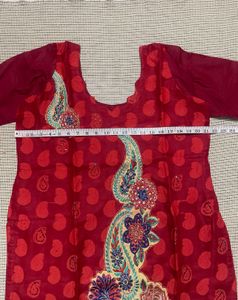 Red Green Paisley Embroidered Salwaar Kameez Set