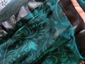 Emerald black bordered Saree with blouse piece att