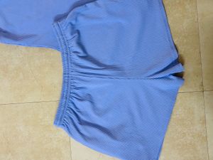 Blue Striped Ribbed Tank &amp; Shorts Set