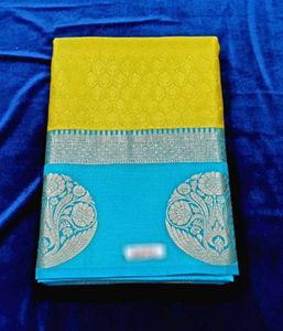 Yellow &amp; Blue Silk Saree