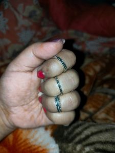 Combo Of 3 Oxidised Silver Rings