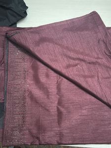 Maroon Saree with black unstitched blouse