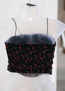 Black Floral Crop Top