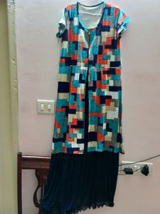 Navy Blue Net Polyester Dress