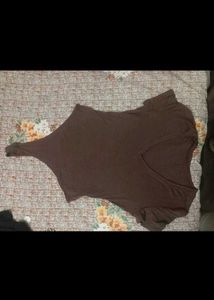 Brown V-Neck bodysuit