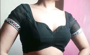 Georgette Sheer Padded Blouse With Mirror Lace