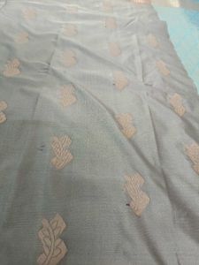 New Silver And Blue Soft Silk Saree