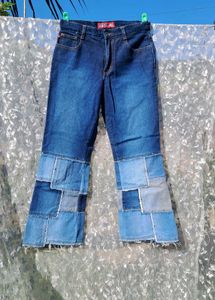 Patchwork Flare Leg Jeans