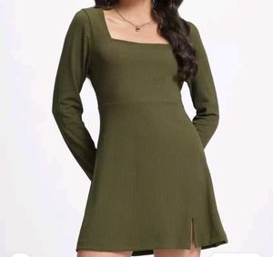 Ribbed Mini A- Line Dress