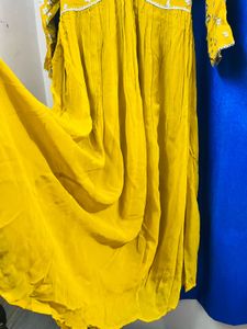 Mustard Yellow Embroidered Kurta