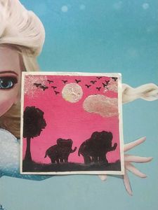 💜Elephant Pink Sunset Painting 4🎨