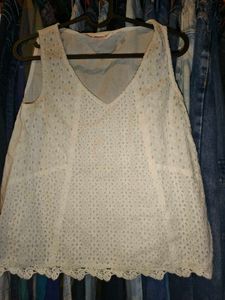 White Eyelet Tank Top Size Small - Medium