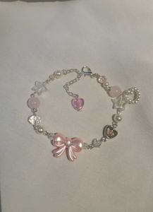 Pink Bow Beaded Bracelet