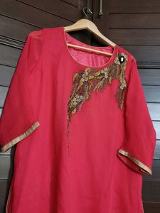 Embellished Pink Ethnic Kurta Palazzo Set