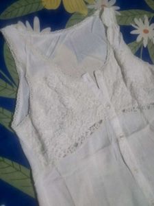 White Lace Trim Tank Top