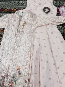 New Pink Frock AlongWith Long shrug & Belt