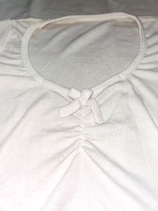 Cute White Tie-Front Top