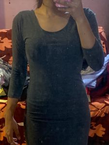 Gray Long Sleeve Maxi Dress