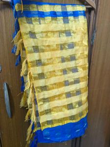 Elegant Blue &amp; Gold Sari