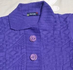 Purple Knit Belted Cardigan