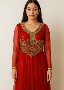 Heavy Red Gown With Dupatta And Pants ♥️