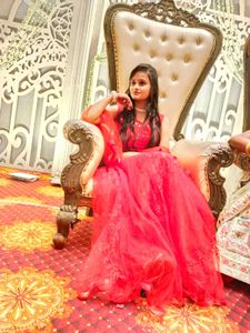 Red Floral Embroidered Tulle Gown