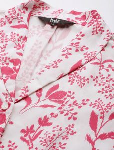 Valentine Special Shawl Collar Floral Print Top