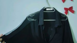 Black  Shirt With Transparent  Shoulders