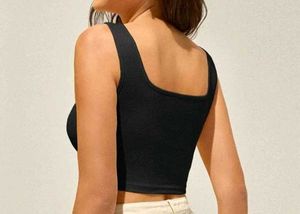 Black Square Neck Tank Top