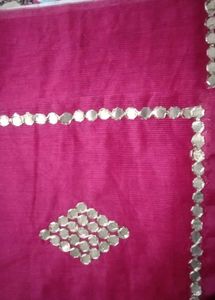 Dark Pink Saree Embellished Fabric
